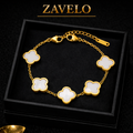 Zavelo White Clover Bracelet for Women – 18K Gold Plated